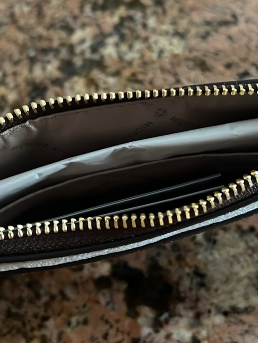 Michael Kors brown Leather Zip Wristlet with Gold Hardware - Picture 3 of 3
